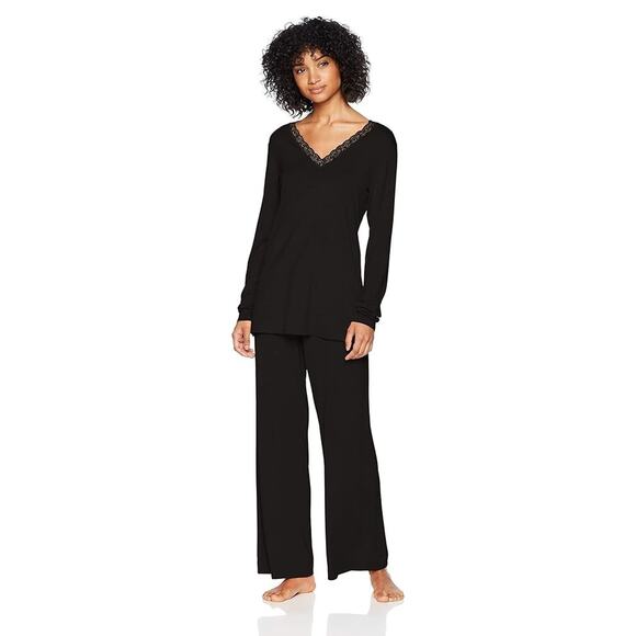 NATORI Feather Essentials Long Sleeve Lace V-Neck PJ Sleep Shirt Top XXL $70 - Picture 1 of 6